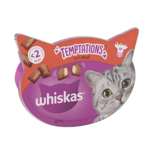 Whiskas Temptations Cat Treats With Beef – 60gm